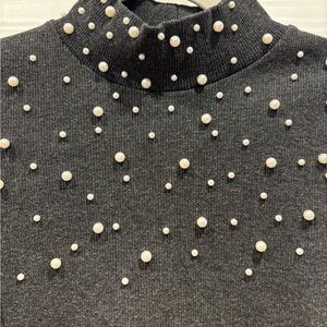 Zara Soft Feel Knit Long Sleeve Turtleneck Sweater - Dark Grey